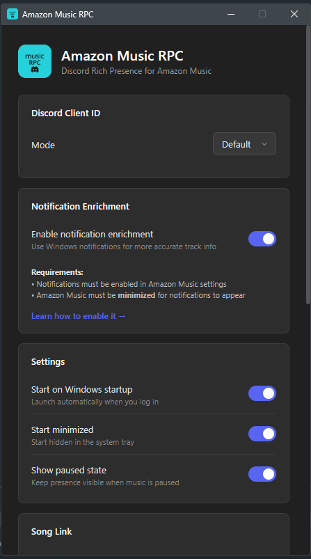 Settings UI preview